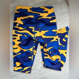 Army print yellow and blue pants from COREYPAIGE designs